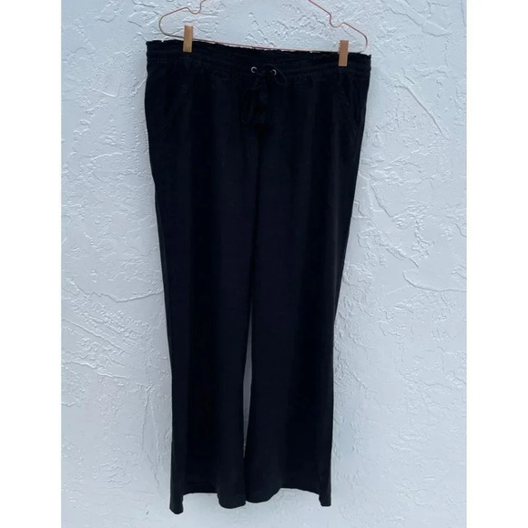 Rewind Womens Elastic Waist Drawstring Loose Linen Trouser Black Sz XL - Picture 2 of 9